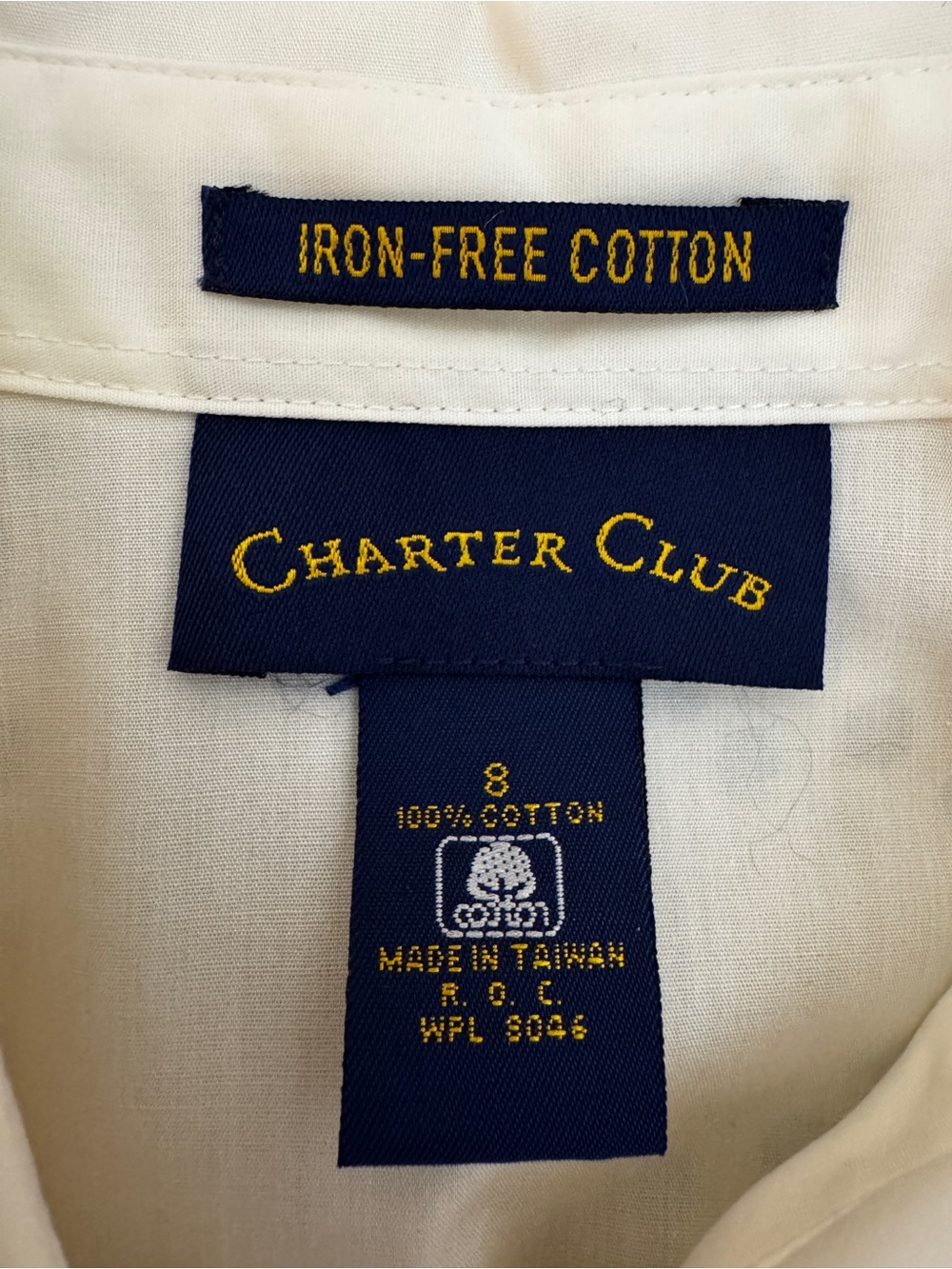 Charter Club Iron-Free 100% Cotton Button Down Shirt Off-White French Cuffs Sz 8 - Picture 3 of 7